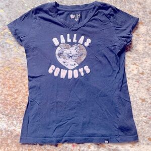 Navy Dallas Cowboys shirt with colorchsnging (white/silver) sequin heart